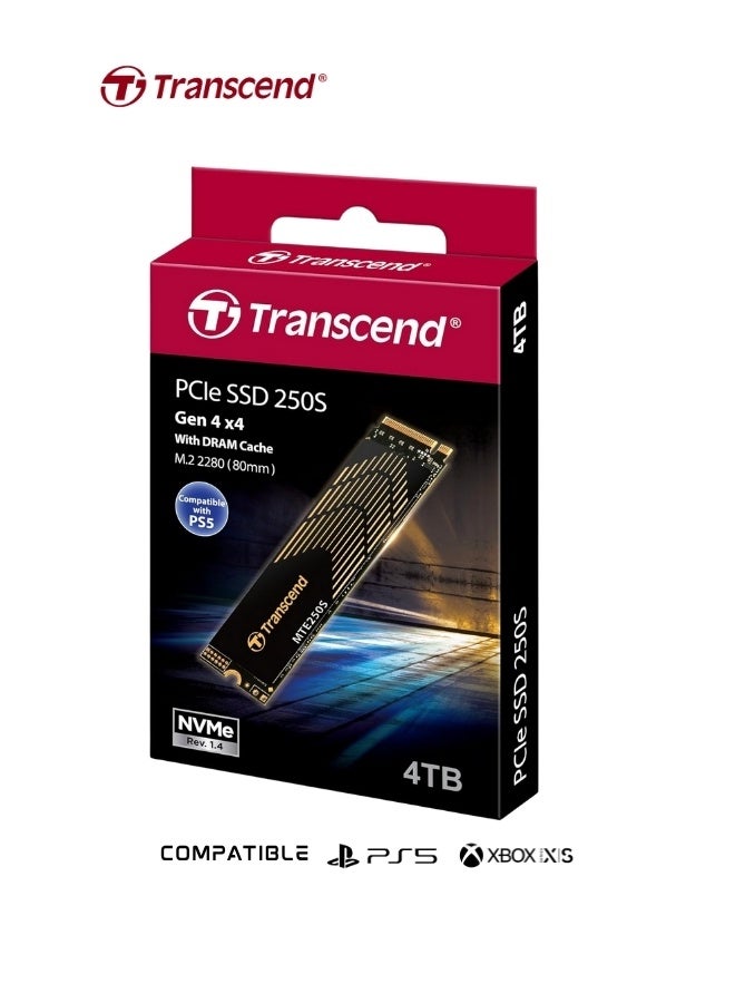 Transcend PCIe SSD 250S M.2 2280 | 4TB Internal Gaming SSD Gen4 x4 | 7,600/6,700 MB/s|NVMe Solid State Drive for PS5 Xbox Laptop Desktop | TS4TMTE250S 4 TB - Image 2