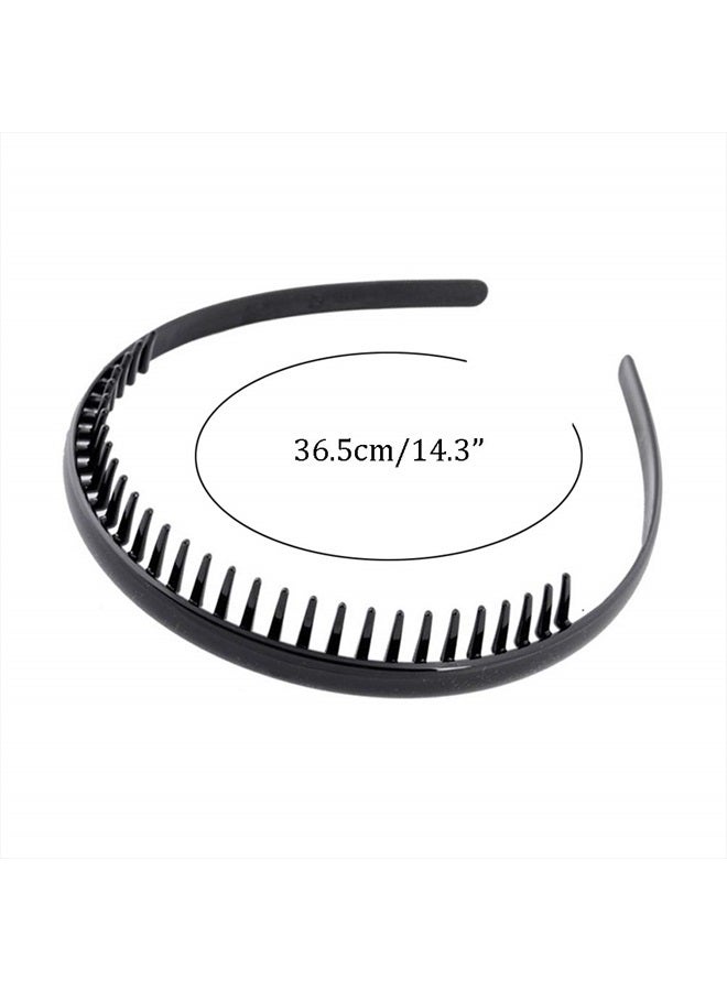 Teensery 6 Pcs Black Plastic Plain Headbands with Teeth Hair Hoop DIY Hair Accessories Hair Comb for Women Men Girls - Image 2