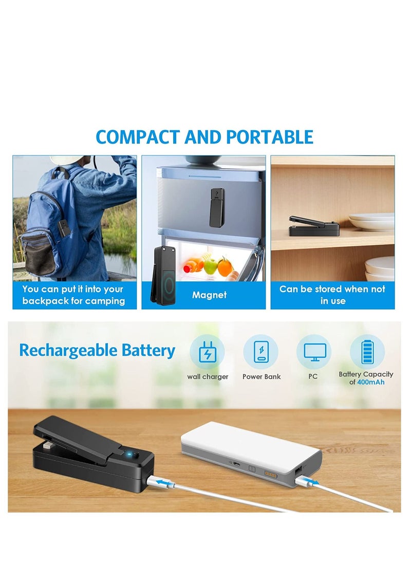 NIBEMINENT Mini Bag Sealer USB Rechargeable Sealing Machine 2 in 1 Heat and Cutter Portable Handheld Vacuum Kitchen Gadget for Snack Fruits Chip Sandwich Plastic Bags Storage - Image 2