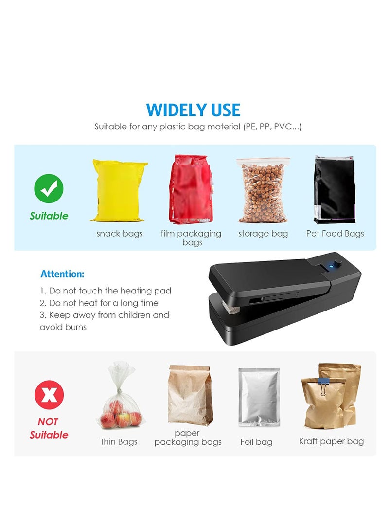 NIBEMINENT Mini Bag Sealer USB Rechargeable Sealing Machine 2 in 1 Heat and Cutter Portable Handheld Vacuum Kitchen Gadget for Snack Fruits Chip Sandwich Plastic Bags Storage - Image 5