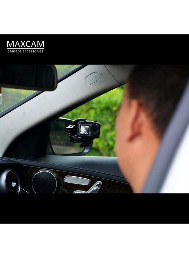 MAXCAM ماكس كام مناسب لكاميرا دي جي آي أكشن 5 4 3 2، كاميرا أوزمو أكشن، جوبرو، 12110987، كوب شفط للسيارة، تركيب على زجاج النافذة، ملحقات حامل مثبت على السيارة - Image 2