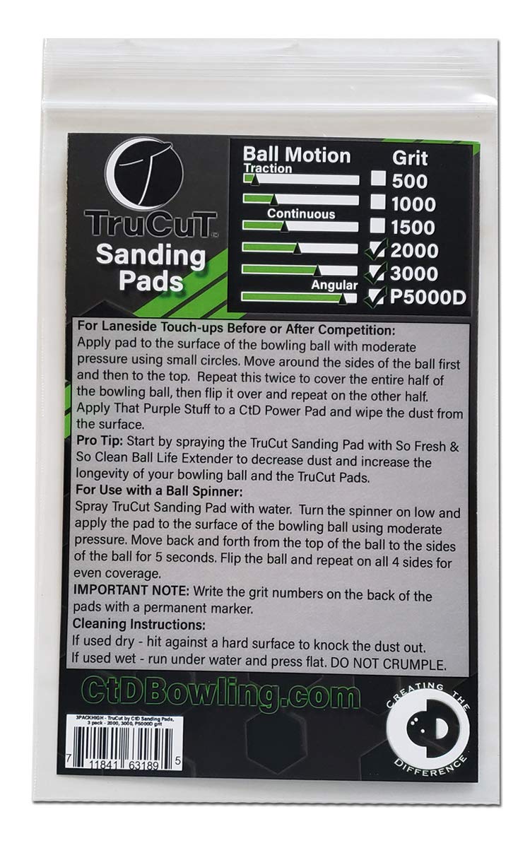 Creating the Difference TruCut Sanding Pads | Made Specifically for Bowling Balls | Resurfacing – Surface Management (3 Pack Variety High Grits, 5 inch) - Image 4