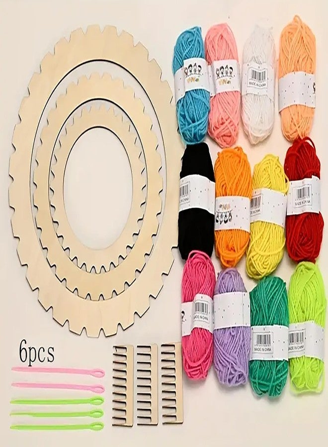 Cliths Round Wooden Weaving Loom Kit for DIY Yarn Craft Circular Loom Set for Fiber Art Wall Hanging Handmade Textile Projects - Image 3