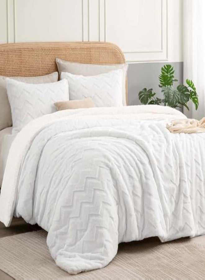 BEDELITE Fluffy Full Size Comforter Set - Super Soft Sherpa White Comforter for Full Size Bed, Luxury Warm Bedding Set for Winter, Fuzzy Bed Set 3 Pieces (1 Comforter, 2 Pillowcases) - Image 2