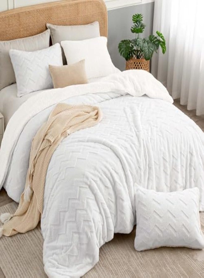 BEDELITE Fluffy Full Size Comforter Set - Super Soft Sherpa White Comforter for Full Size Bed, Luxury Warm Bedding Set for Winter, Fuzzy Bed Set 3 Pieces (1 Comforter, 2 Pillowcases) - Image 3