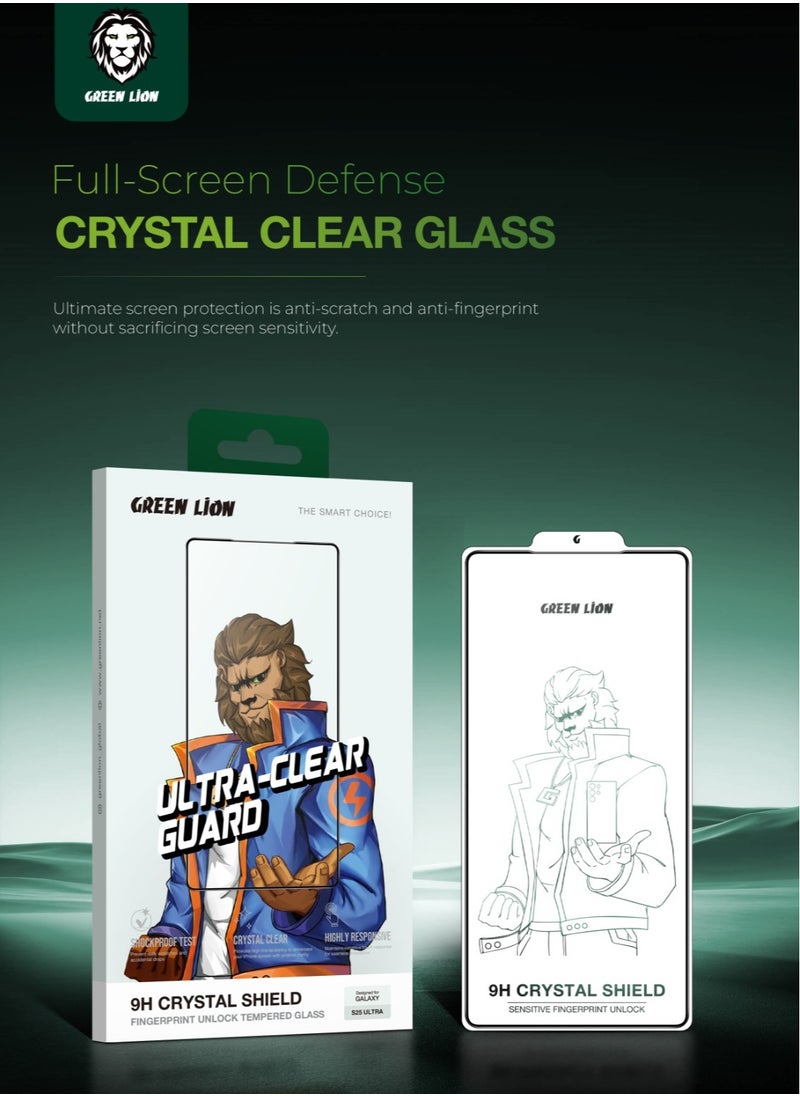 Samsung Galaxy S25 Ultra Glass 9H Crystal Shield Screen Protector / Shockproof /Highly Responsive touch/Fingerprint Unlock / Anti Scratch / Bubble Free Screen Protector - Transparent