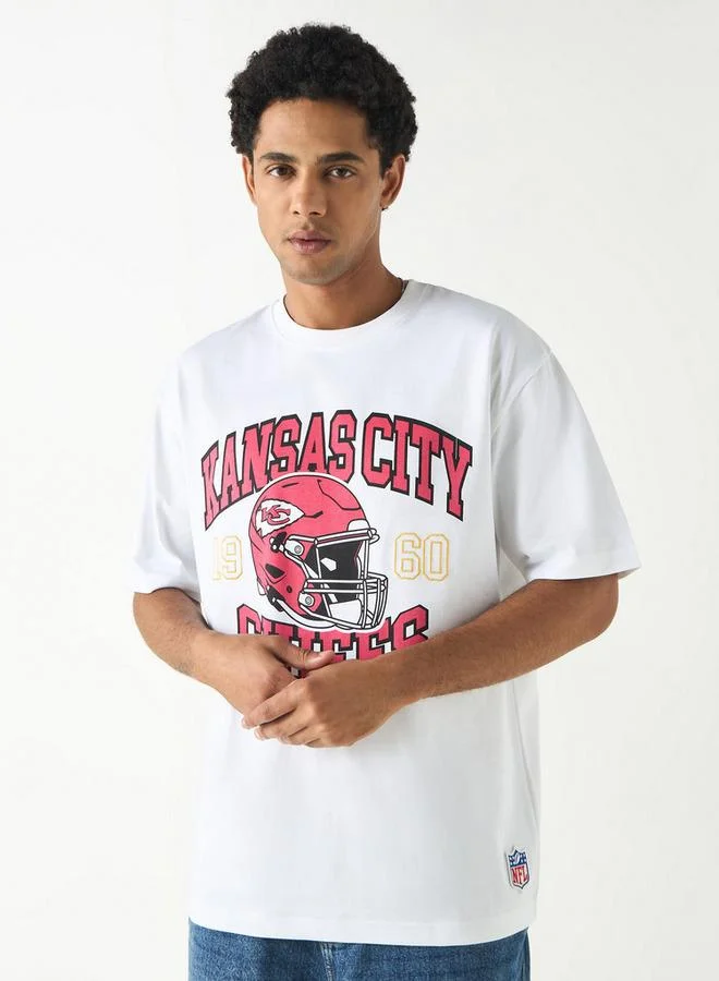 The Kansas City Chiefs Print Crew Neck T-shirt with Short Sleeves