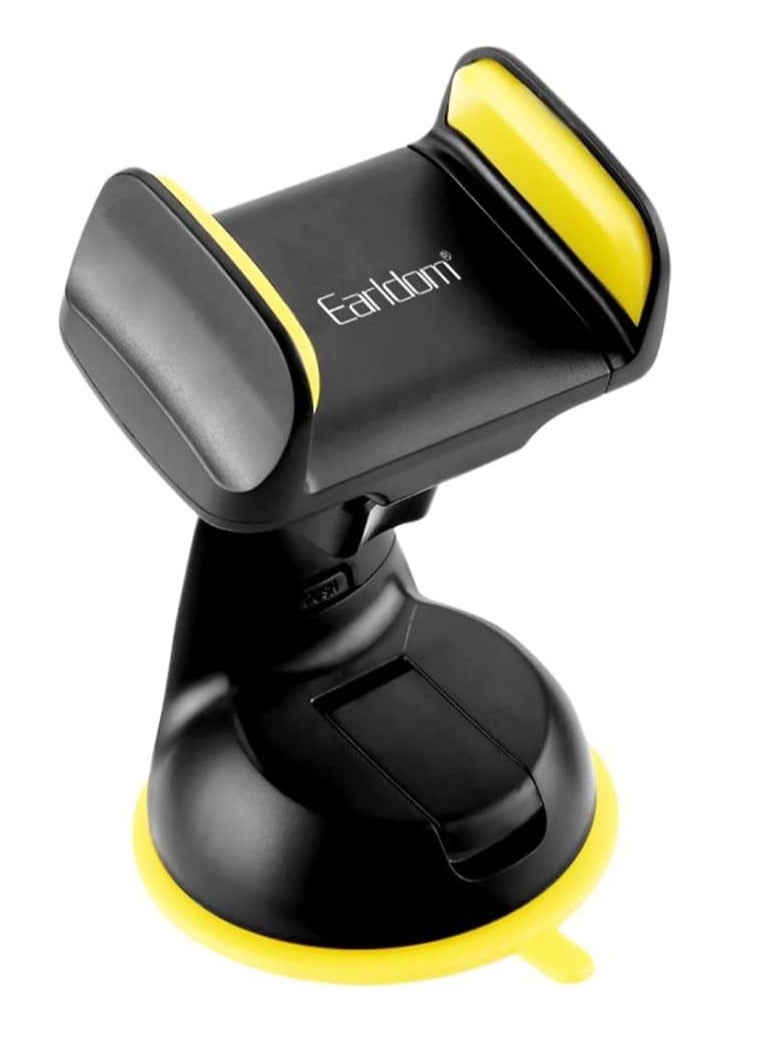 Earldom Car Phone Holder - EH-02 Yellow and Black , For a comfortable and enjoyable ride that can follow your route without distraction , It can be installed on the glass or dashboard of the car with strong adhesive, high stability and guaranteed - Image 1