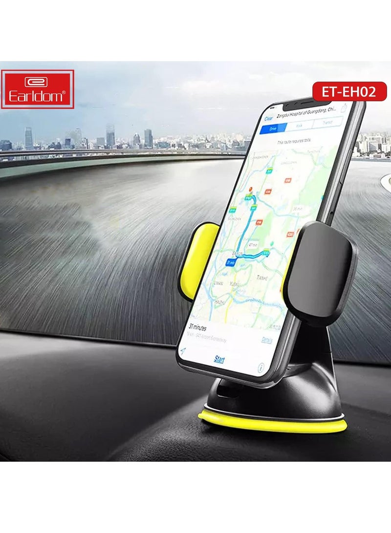 Earldom Car Phone Holder - EH-02 Yellow and Black , For a comfortable and enjoyable ride that can follow your route without distraction , It can be installed on the glass or dashboard of the car with strong adhesive, high stability and guaranteed - Image 2