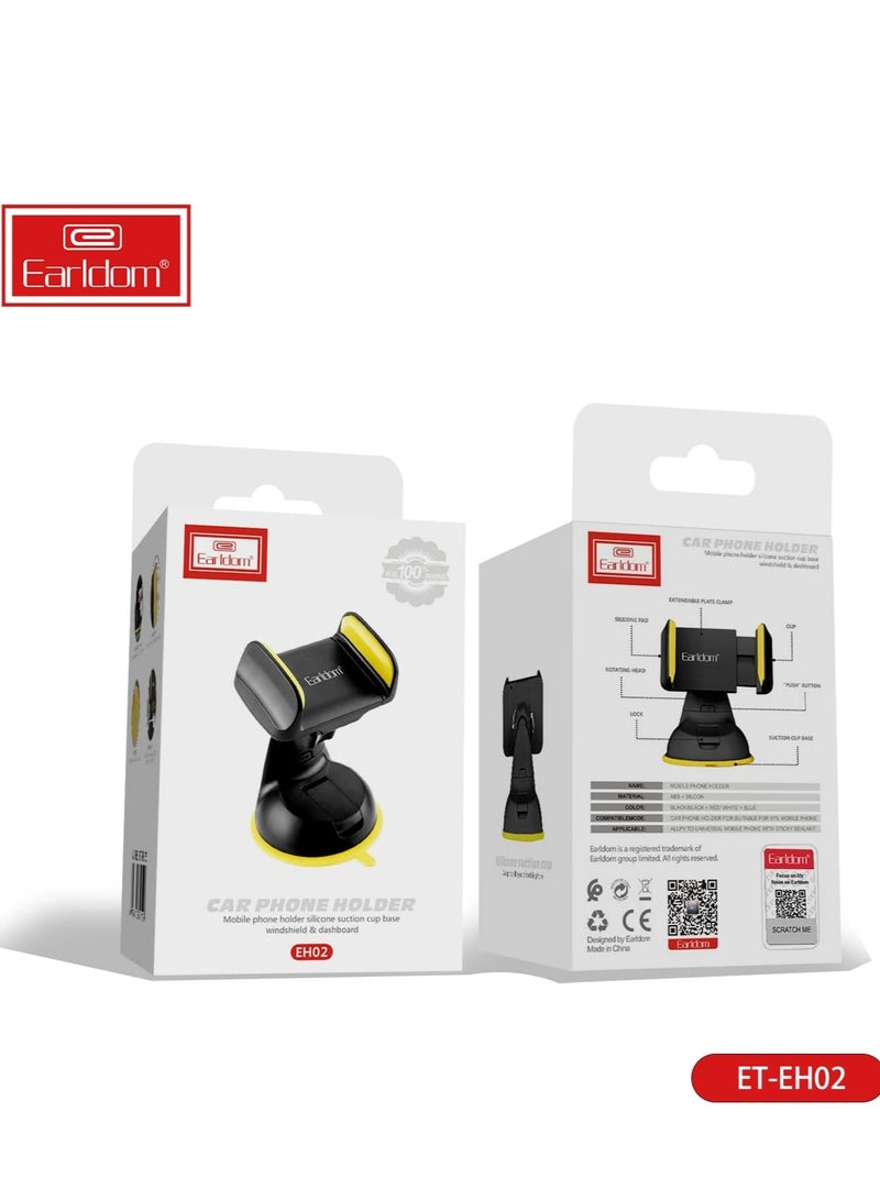 Earldom Car Phone Holder - EH-02 Yellow and Black , For a comfortable and enjoyable ride that can follow your route without distraction , It can be installed on the glass or dashboard of the car with strong adhesive, high stability and guaranteed - Image 3