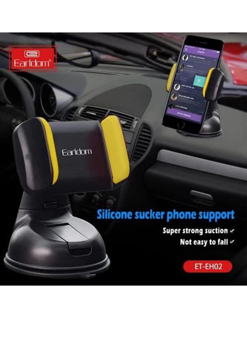 Earldom Car Phone Holder - EH-02 Yellow and Black , For a comfortable and enjoyable ride that can follow your route without distraction , It can be installed on the glass or dashboard of the car with strong adhesive, high stability and guaranteed - Image 5