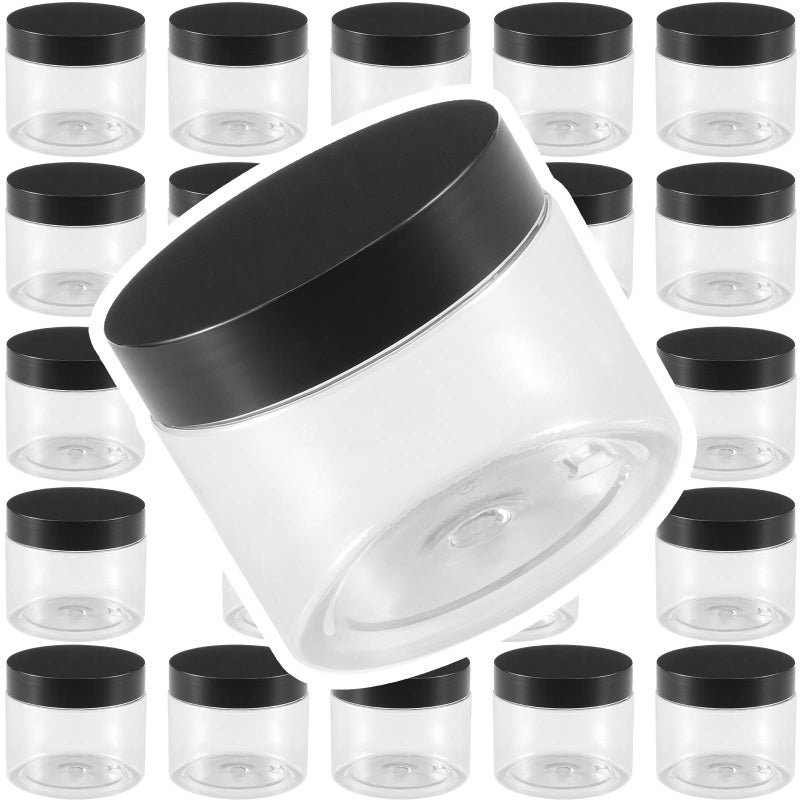 ZEONHAK 24 PCS 6 OZ Plastic Jars with Lids Clear Slime Containers Round Plastic Storage Jars WideMouth Cosmetic Containers for Travel Kitchen Storage