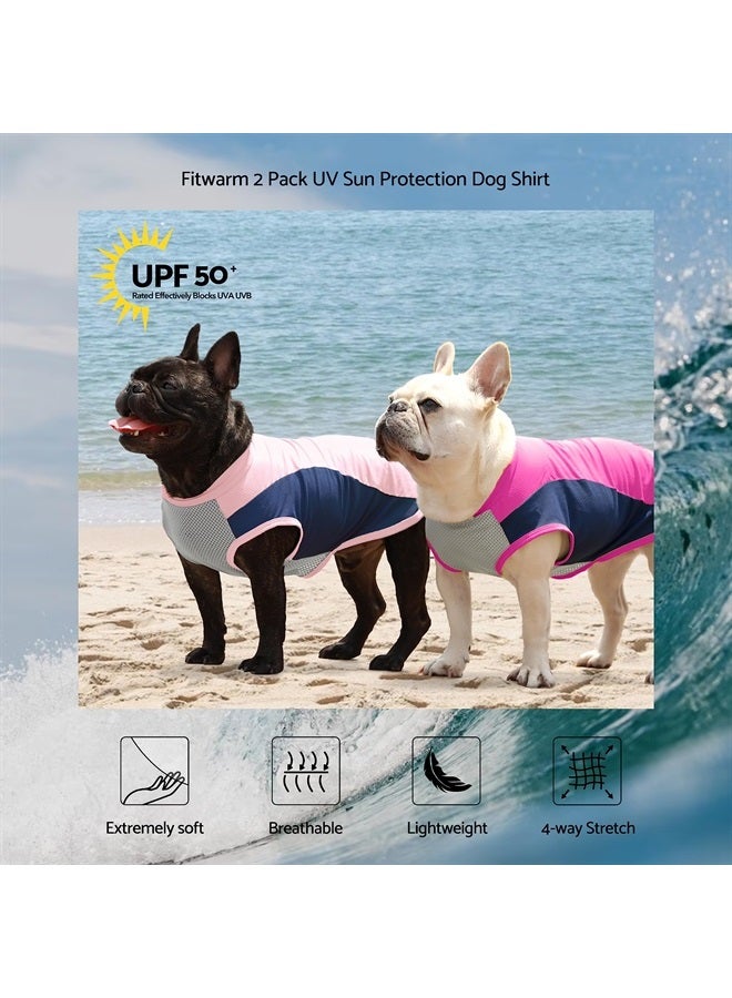 Fitwarm 2 Pack UPF 50+ UV Sun Protection Dog Shirt, Lightweight Breathable Cooling Vest, Quick Dry Dog Summer Clothes for Small Dogs Boy Girl, Reflective Label Pet Cat Outfit, Pink, XS - Image 1