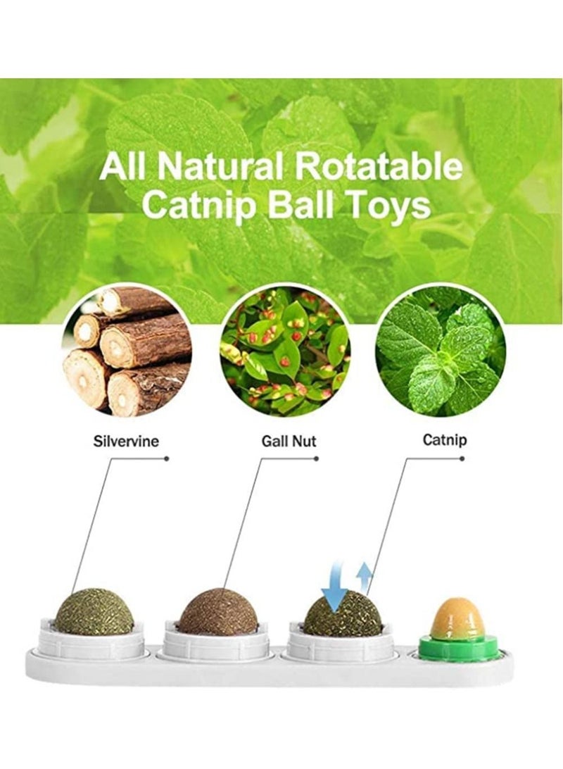 Generic Catnip Balls 4 in 1 Pure Natural Cat Mint Leaf Rotating Interactive Cat Toys/ Cats Edible Snacks Balls for Cats Kitten Teeth Cleaning - Image 3