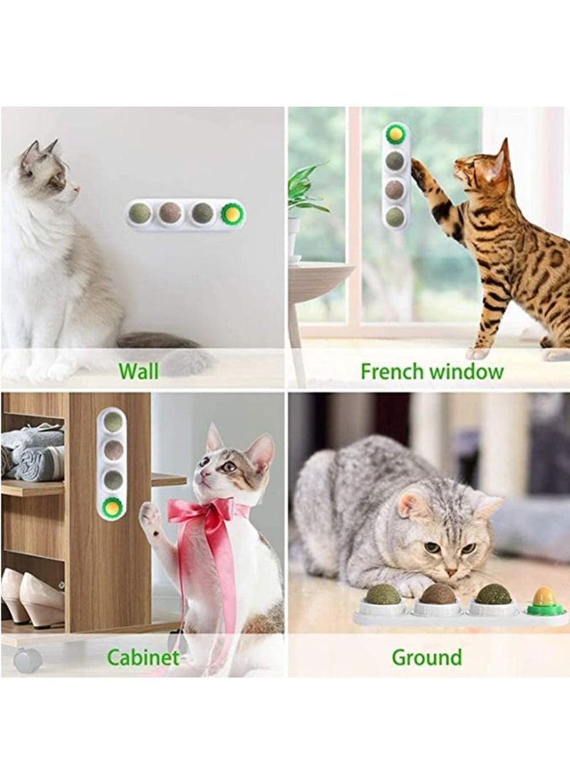 Generic Catnip Balls 4 in 1 Pure Natural Cat Mint Leaf Rotating Interactive Cat Toys/ Cats Edible Snacks Balls for Cats Kitten Teeth Cleaning - Image 4