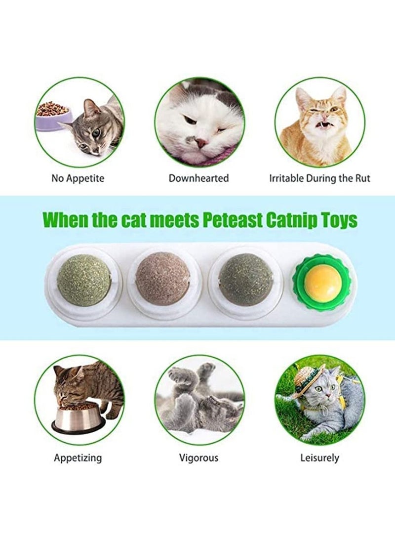 Generic Catnip Balls 4 in 1 Pure Natural Cat Mint Leaf Rotating Interactive Cat Toys/ Cats Edible Snacks Balls for Cats Kitten Teeth Cleaning - Image 2