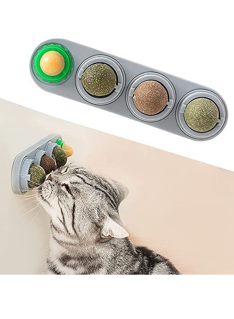 Generic Catnip Balls 4 in 1 Pure Natural Cat Mint Leaf Rotating Interactive Cat Toys/ Cats Edible Snacks Balls for Cats Kitten Teeth Cleaning - Image 1