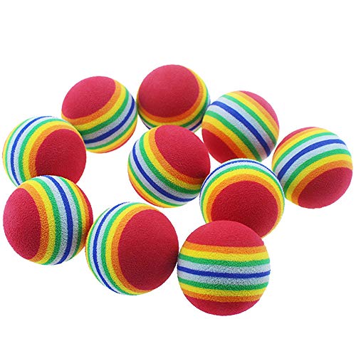 VOVIGGOL 12 Pack Rainbow Cat Toy Balls Soft EVA Foam Interactive Indoor Kittens Favorite Toys 138 Dia Small Dogs Puppies Toy Balls Bulk Activity Chase Quiet Play Sponge Ball - Image 1