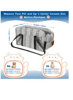 Excefore Center Console Dog Car Seat, Center Console Dogs and Cats Car Seat, Portable Puppy Detachable and Washable Dog Booster Seat, Pet Car Seat for Small Dogs Up to 12 Lbs, Striped-Grey  - Image 2
