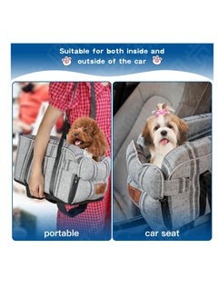 Excefore Center Console Dog Car Seat, Center Console Dogs and Cats Car Seat, Portable Puppy Detachable and Washable Dog Booster Seat, Pet Car Seat for Small Dogs Up to 12 Lbs, Striped-Grey  - Image 5
