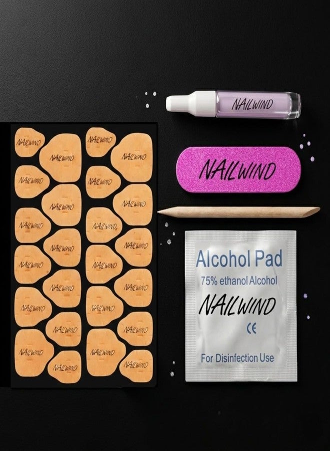 نيل ويند مجموعة أظافر NAILWIND اللاصقة مع غراء وشرائط لاصقة - مجموعة تحضير الأظافر مع مبرد صغير، أعواد تنظيف الجلد الميت، ووسادات تحضير | أدوات أظافر صناعية تدوم طويلاً للمبتدئين والاستخدام في الصالونات - Image 4