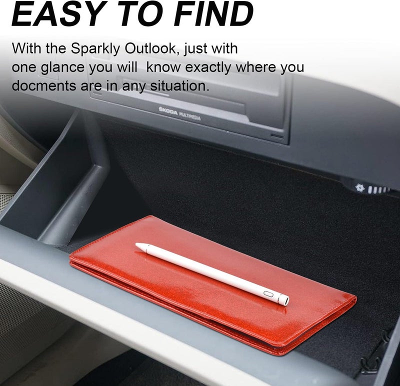 Cacturism Car Registration and Insurance Holder, Vehicle Glove Box Car Organizer Men Women Wallet Accessories Case with Magnetic Shut for Cards, Essential Document, Driver License, Bling Red - Image 5