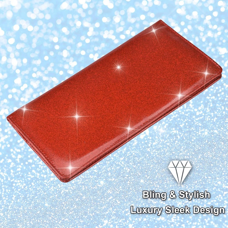 Cacturism Car Registration and Insurance Holder, Vehicle Glove Box Car Organizer Men Women Wallet Accessories Case with Magnetic Shut for Cards, Essential Document, Driver License, Bling Red - Image 3