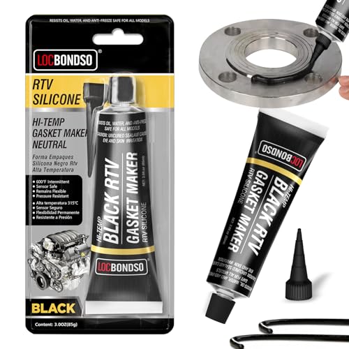 LOCBONDSO Black RTV Silicone Sealant, Silicone Gasket Maker, High Temp Up to 600F, Sensor Safe, Oil Resistance Flexible for Automotive, Engine, Gearboxes, 3 oz - Image 1