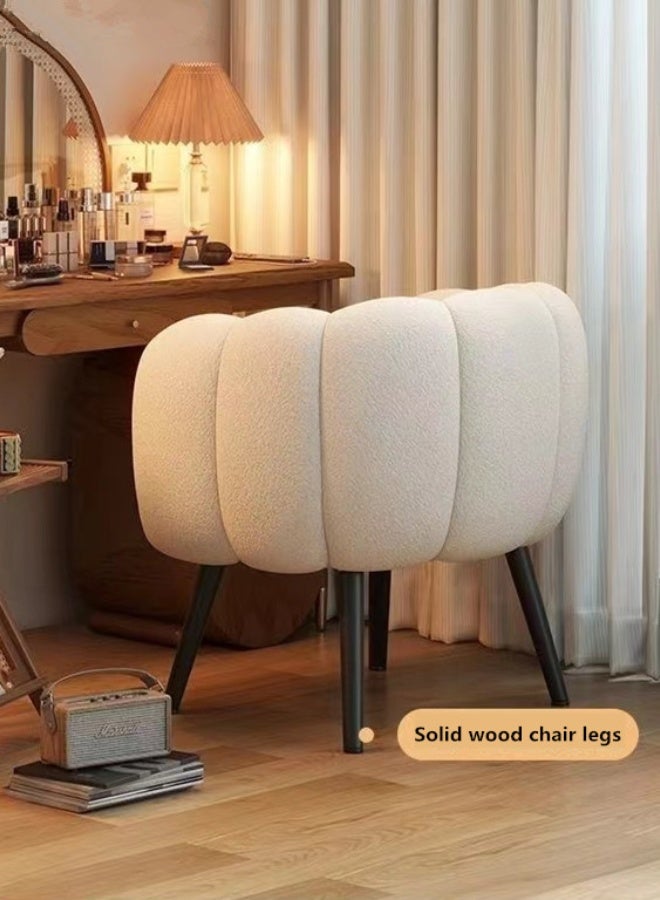 Kutis Makeup Chair Sofa Chair Arm chair For Bedroom Living Dining White Plush Wood 75x60x72 cm - Image 5