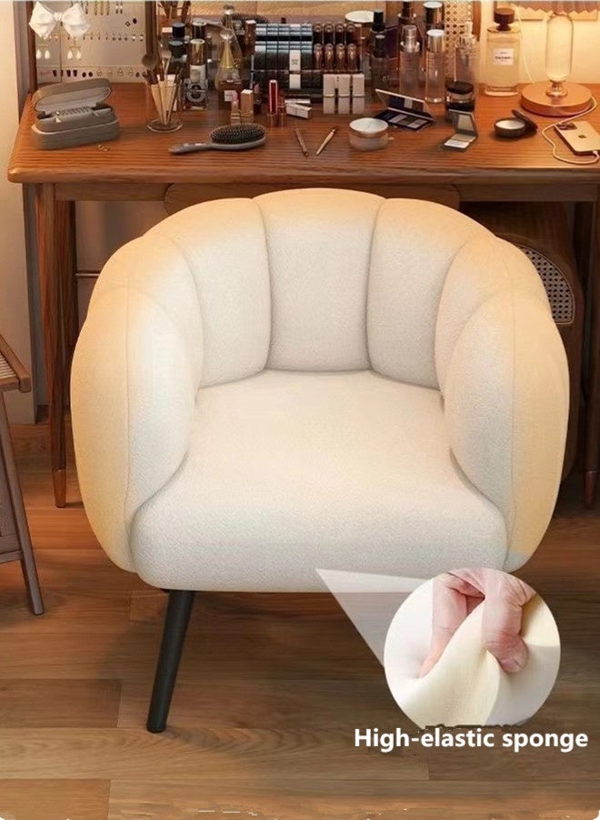 Kutis Makeup Chair Sofa Chair Arm chair For Bedroom Living Dining White Plush Wood 75x60x72 cm - Image 4
