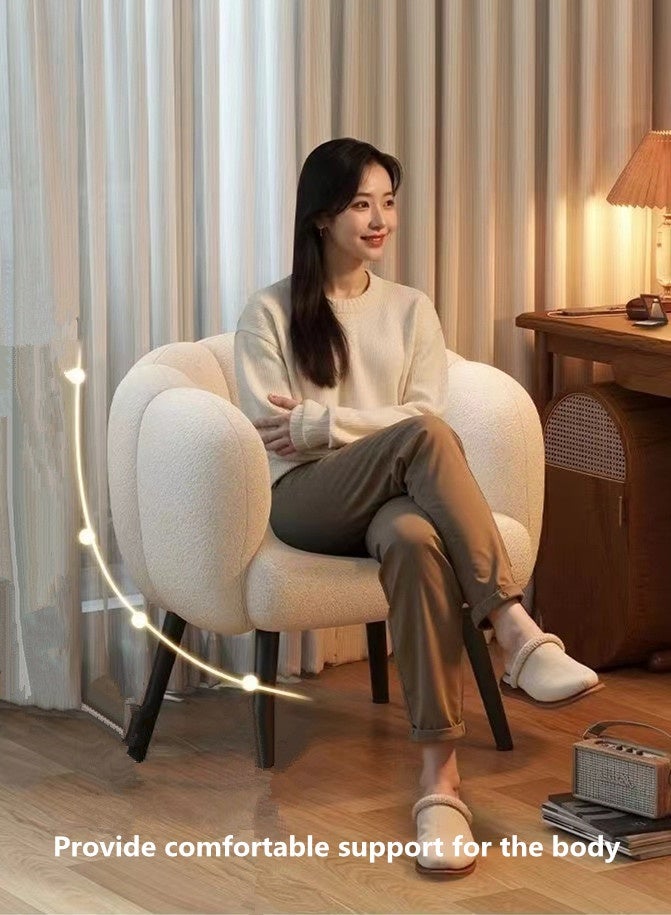 Kutis Makeup Chair Sofa Chair Arm chair For Bedroom Living Dining White Plush Wood 75x60x72 cm - Image 3