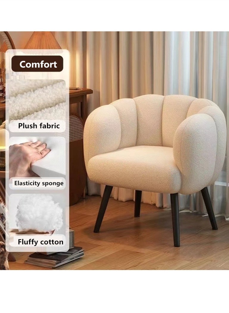 Kutis Makeup Chair Sofa Chair Arm chair For Bedroom Living Dining White Plush Wood 75x60x72 cm - Image 2