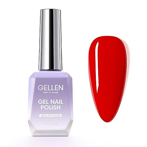GELLEN Red Gel Nail Polish 18ml Shimmer Red Gel Polish Gel Soak off LED Nail Art Professional Manicure Gel Polish Colors Home Salon DIY Valentines Gifts for Her - Image 1