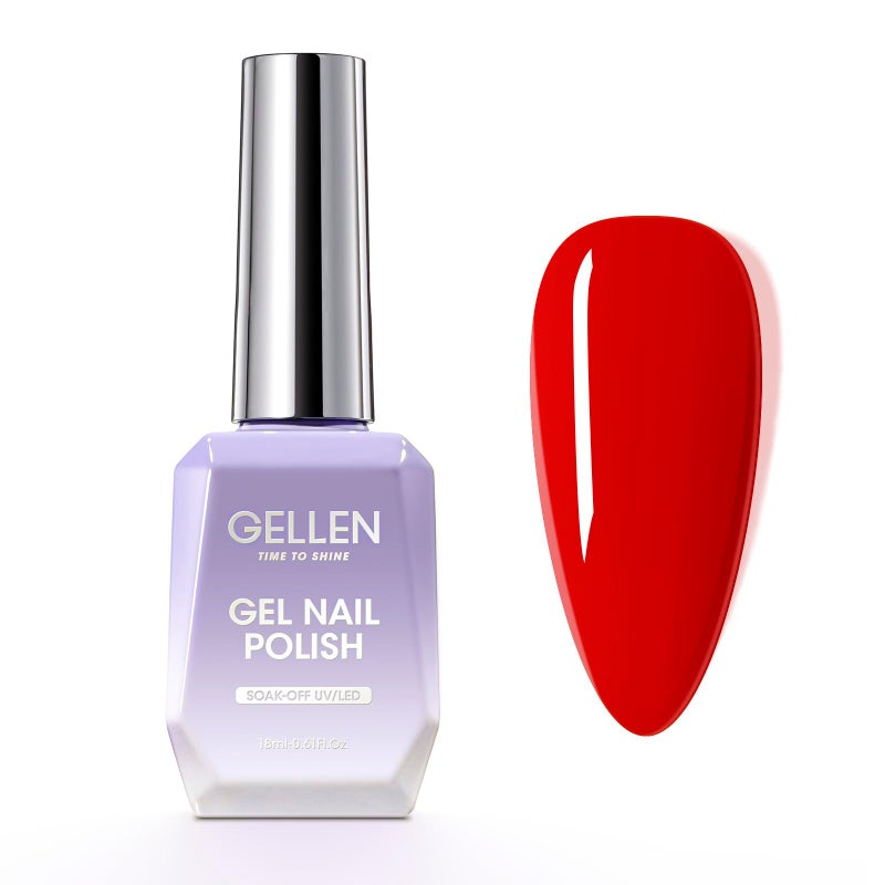 GELLEN Red Gel Nail Polish 18ml Shimmer Red Gel Polish Gel Soak off LED Nail Art Professional Manicure Gel Polish Colors Home Salon DIY Valentines Gifts for Her - Image 3