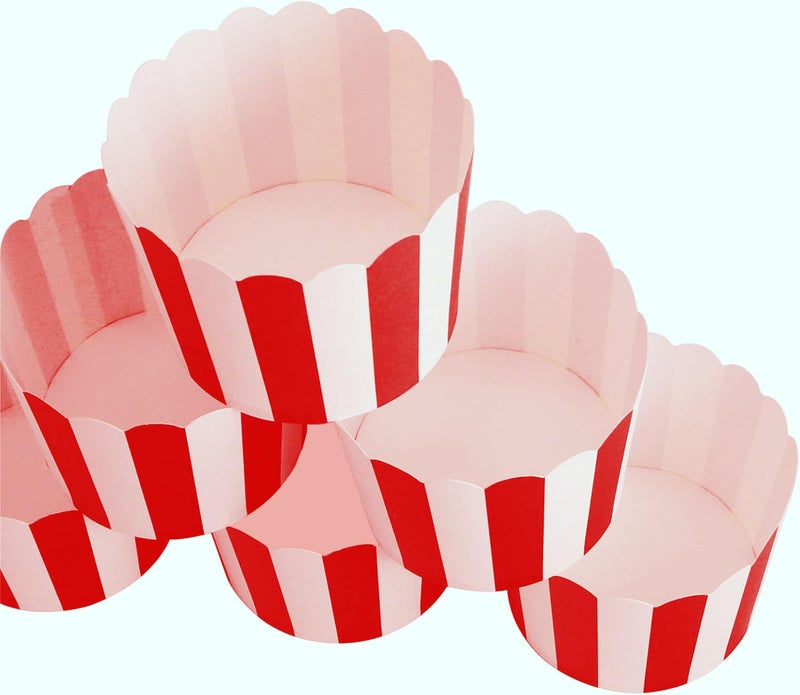 STARUBY 50-Pack Muffin Cups Baking Paper Cup Cupcake Muffins Liners Red and White Stripes Baking Cups, Bottom Dia 2.3 Inch - Image 4