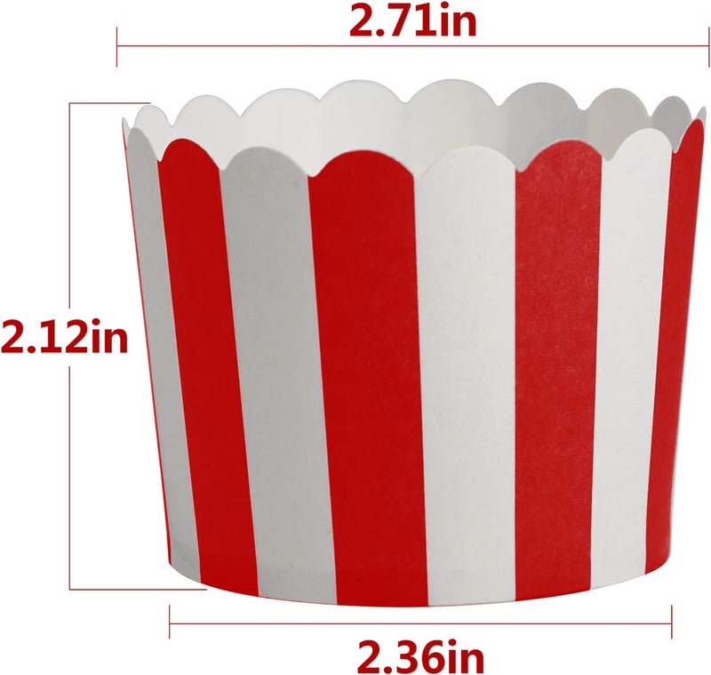 STARUBY 50-Pack Muffin Cups Baking Paper Cup Cupcake Muffins Liners Red and White Stripes Baking Cups, Bottom Dia 2.3 Inch - Image 2