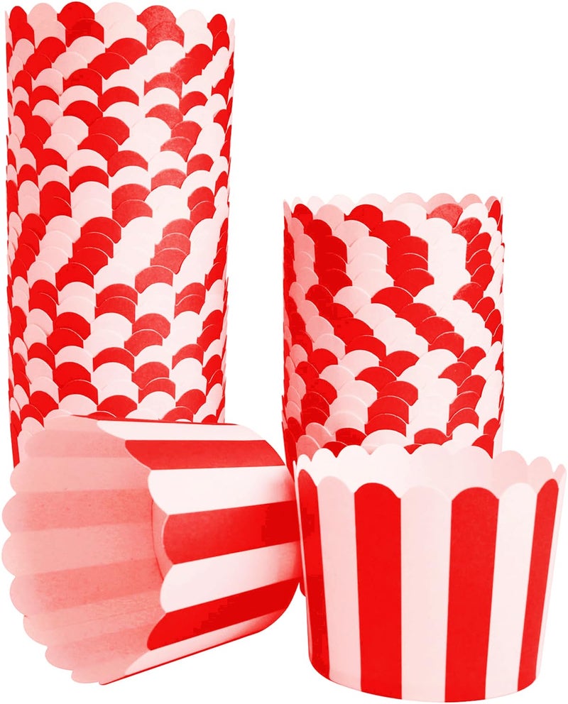 STARUBY 50-Pack Muffin Cups Baking Paper Cup Cupcake Muffins Liners Red and White Stripes Baking Cups, Bottom Dia 2.3 Inch - Image 1
