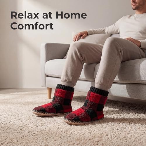 Cozylook Men's Boot Slippers Warm Fuzzy Slippers for Men Indoor Soft Sole Non Slip Size 8-9 - Image 3