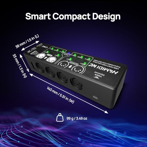 CME H4MIDI WC – Advanced USB Host MIDI Interface with Router, Filter, Mapper, Optional WIDI Bluetooth MIDI, Standalone 9V Power mode - Perfect for Guitarists and Producers - Image 3