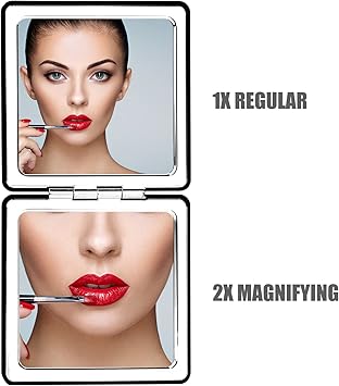 YTZJ Direct YTZJ Direct Premium Compact Makeup Mirror for Men Women and Girls Black Portable Travel Vanity Mirrors for Pocket Wallet Purse Handbag Foldable 2Sided Magnifying Cosmetic Mirror  - Image 3