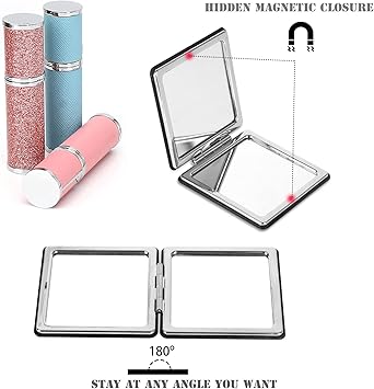 YTZJ Direct YTZJ Direct Premium Compact Makeup Mirror for Men Women and Girls Black Portable Travel Vanity Mirrors for Pocket Wallet Purse Handbag Foldable 2Sided Magnifying Cosmetic Mirror  - Image 5