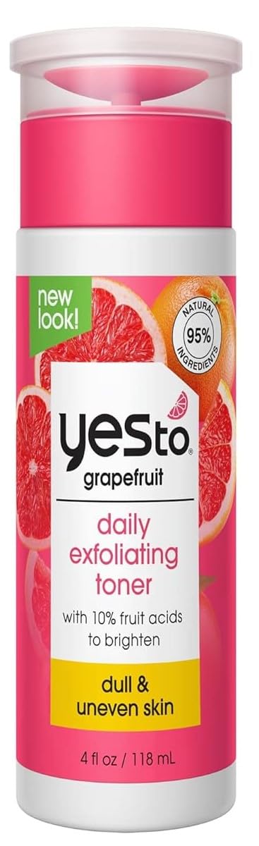 Yes To Grapefruit Daily Exfoliating Toner Brightening Formula To Retexturize  Brighten Your Skin With AHAs BHAs Vitamin C  Antioxidants Natural Vegan  Cruelty Free 4 Fl Oz