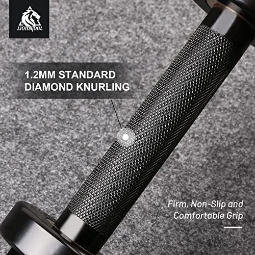 LIONSCOOL 16"/20” Loadable Dumbbells Pairs in Commercial Grade, Heavy Duty Olympic Dumbbell Bar/Handle for Strength Training, Compatible with 2’’ Standard Plates (Overall Black, 20 INCH) - Image 5