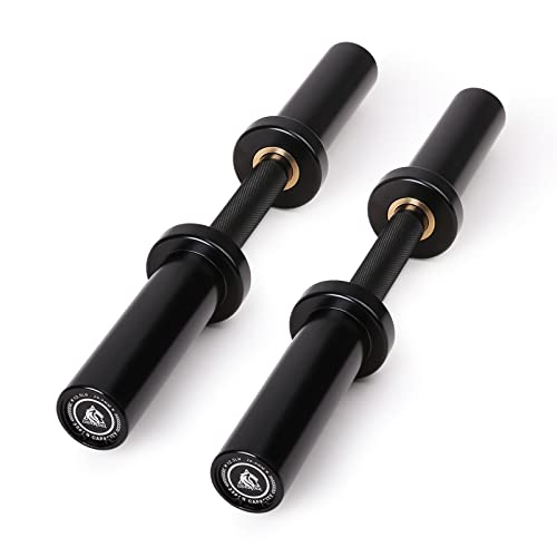 LIONSCOOL 16"/20” Loadable Dumbbells Pairs in Commercial Grade, Heavy Duty Olympic Dumbbell Bar/Handle for Strength Training, Compatible with 2’’ Standard Plates (Overall Black, 20 INCH) - Image 1