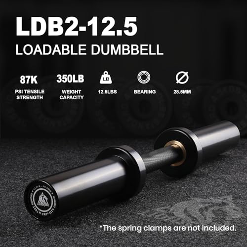 LIONSCOOL 16"/20” Loadable Dumbbells Pairs in Commercial Grade, Heavy Duty Olympic Dumbbell Bar/Handle for Strength Training, Compatible with 2’’ Standard Plates (Overall Black, 20 INCH) - Image 2