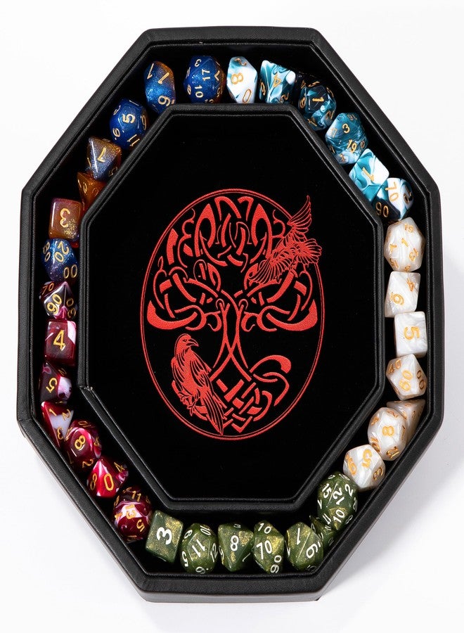 Soar Forge DND Dice Tray - Premium 9 Inch Tray Dungeons and Dragons - Exquisitely Detailed Red World Tree & Triquetra Design - Perfect Rolling & Box Storage to Protect Your Dice for D&D and RPG - Image 3