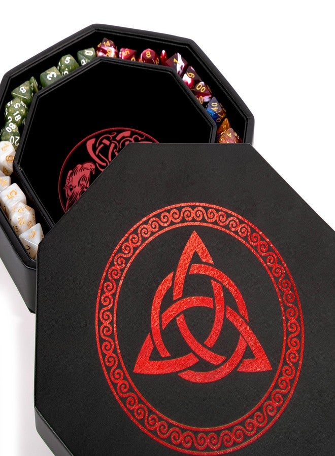 Soar Forge DND Dice Tray - Premium 9 Inch Tray Dungeons and Dragons - Exquisitely Detailed Red World Tree & Triquetra Design - Perfect Rolling & Box Storage to Protect Your Dice for D&D and RPG - Image 1