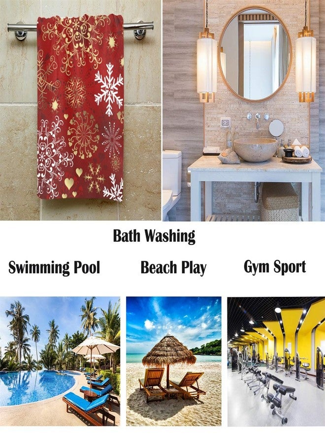 Pfrewn Christmas Red Gold Snowflake Hand Towels 16x30 in Retro Glitter Bathroom Towel Ultra Soft Highly Absorbent Kitchen Dish Towel Merry Christmas X-mas Winter Bathroom Decor Gifts - Image 2