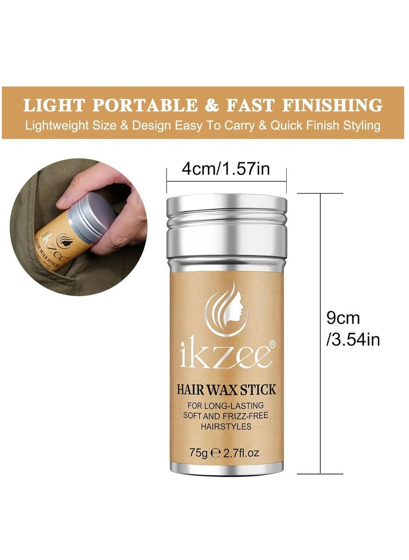 IKZEE - 75g Hair Wax Stick and Comb Set 3 PCS Edge Control Brush Hair Slick Stick Wax Stick for Hair Bristle Brush for Flyaways Teasing Brush for Hair Styling for Baby Hair & Flyaways & Edge Frizz Hair - Image 1