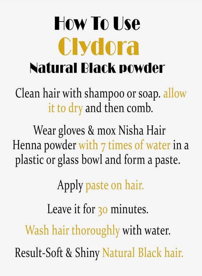CLYDORA Natural Black Hair Color Powder for Men & Women | 100% Herbal Hair Dye | Long-Lasting Black Color | Chemical-Free | Conditions & Strengthens Hair - 100GM - Image 4